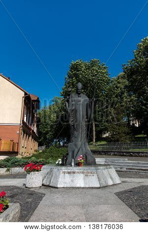 Mount St. Anna, Poland - July 7, 2016: Statue of Pope John Paul II in the Mount St. Anna in Poland.