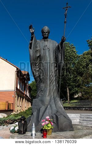 Mount St. Anna Poland - July 7 2016: Statue of Pope John Paul II in the Mount St. Anna in Poland.