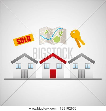 sale house home sold business isolated, vector illustration