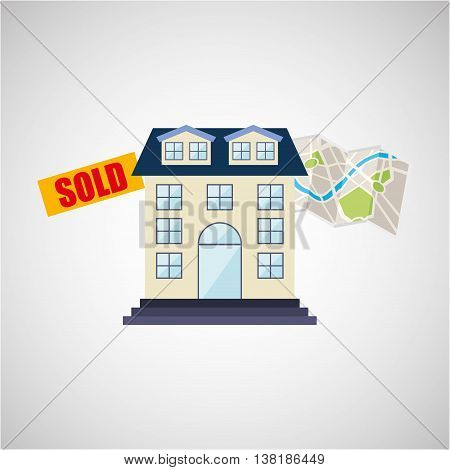 sale house home sold business isolated, vector illustration