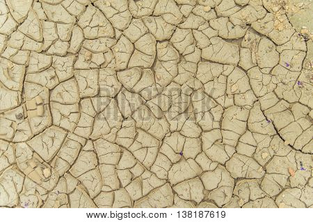 Horizontal texture of cracked dry land in a desert