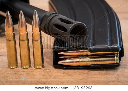 AR 15 Ammunition in Magazine 300 AAC Flash Suppressor 2