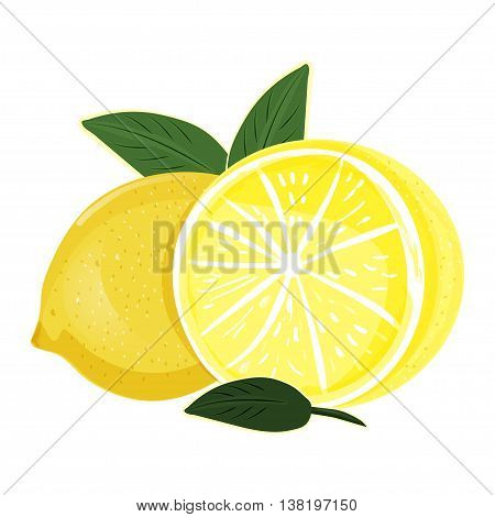 Vector image of lemon. Bright and juicy fruit