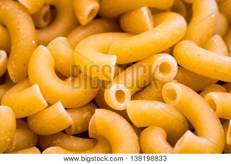 Dry Pasta Elbow Macaroni Closeup Raw Uncooked