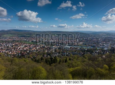 City Hamelin from aerial viewpoint Germany .