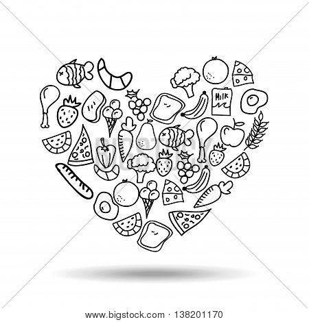 food nature healthy vegetables isolated, vector illustration