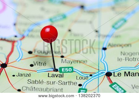 Laval pinned on a map of France