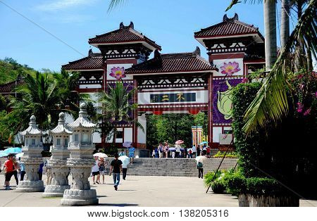 San Ya, Hainan, China:  The imposing entrance gate to the Sanya Nanshan (South Mountain) Temple built in a pre-Tang dynasty style *