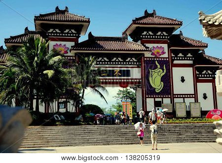 San Ya, Hainan, China: The imposing entrance gate to the Sanya Nanshan (South Mountain) Temple built in a pre-Tang dynasty style *
