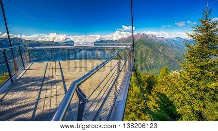 View to Locarno city from Cardada mountain Swiss Alps Switzerland