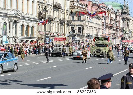 St. Petersburg, Russia - 9 May, Vintage cars in action 