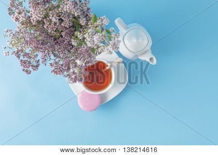 Green Tea In Beautiful Cup With Oregano