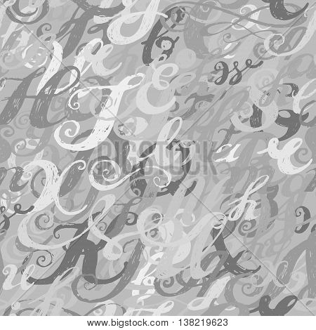 Wallpaper seamless pattern. Calligraphy alphabet typeset lettering. Large Letters. Hand drawn construction sketch of ABC letters in old fashion vintage style.