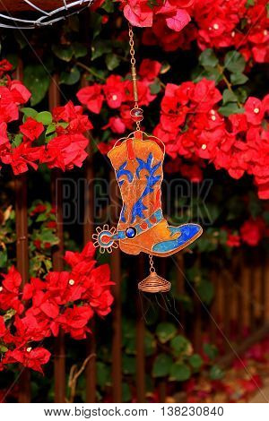 decorative hanging stained glass cowboy boot lawn ornament