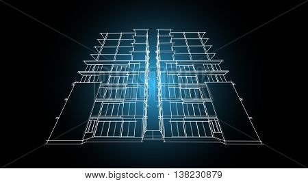 architecture abstract, 3d illustration, building structure
high building design