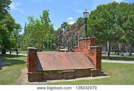 SAVANNAH GEORGIA USA JUNE 26 2016: Colonial Park Cemetery has been closed to interments since 1853 and is the oldest intact municipal cemetery in Savannah.