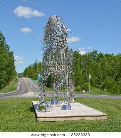 BROMONT QUEBEC CANADA MAY 28 2016: By Mathieu Isabelle new statue in Bromont. The home of the Parc equestre Olympique de Bromont, equestrian olympic park.