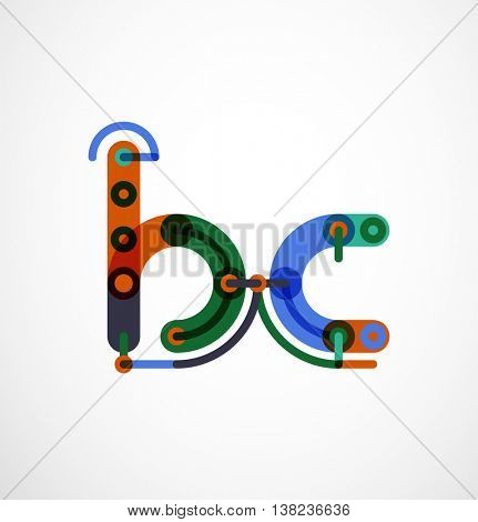 Linear initial letters, logo branding concept, cartoon funny style