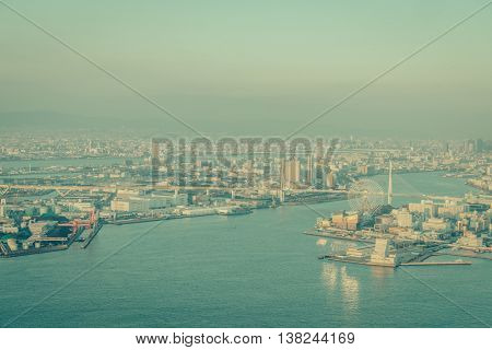 OSAKA, JAPAN - November  30, 2015 : Osaka city view from Umeda sky building, Osaka. View from the top.