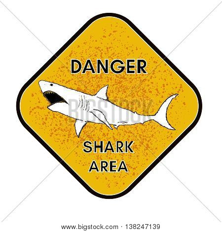 Warning shark attack danger of sharks yellow sign vector