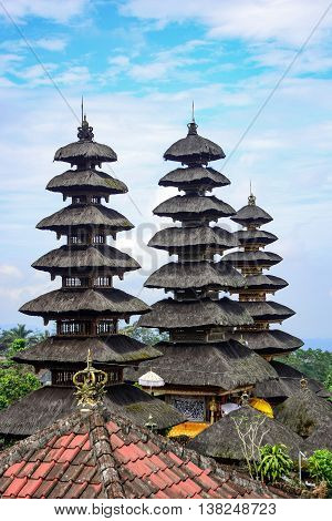 Part of Pura Besakih Balinese traditional Hindu temple and famous landmark on Bali island Indonesia