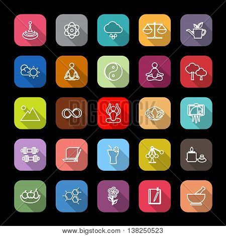 Zen concept line icons with long shadow stock vector