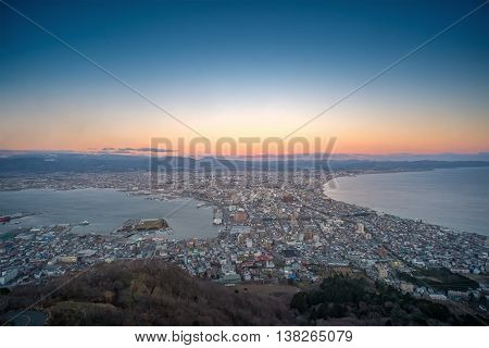 Hakodate City View From Mt. Hakodate, Winter Season, Japan