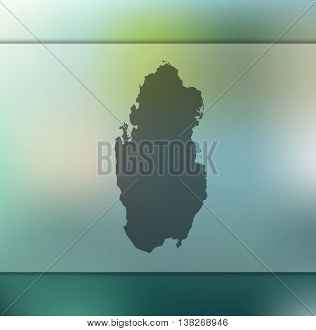 Qatar map on blurred background. Blurred background with silhouette of Qatar. Qatar. Qatar map.