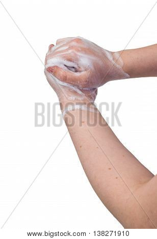 Washing Hands With Soap. Cleaning Hands And Hygiene Concept.
