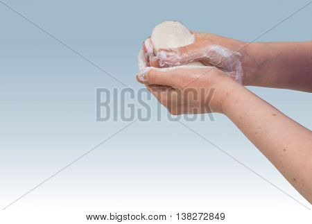 Washing Hands With Space For Custom Concent. Hygiene Concept.