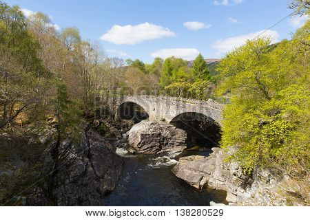 River Moriston by Invermoriston bridge Scotland UK Scottish tourist destination beautiful summer day