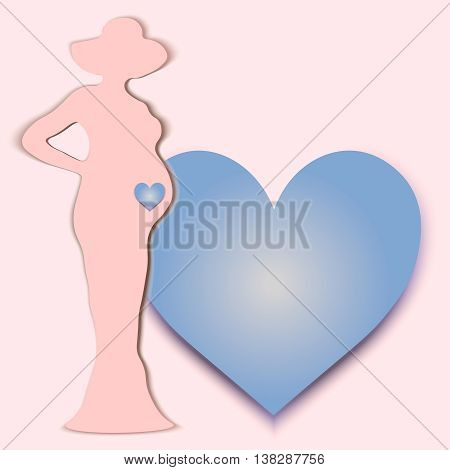 Beautiful pregnant, vector image with silhouette pregnant