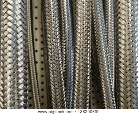 Detail photo texture of the braided high pressure hoses