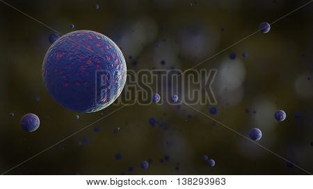 3d rendering bacteria virus or germs microorganism cells under microscope. High Quality 3D Render