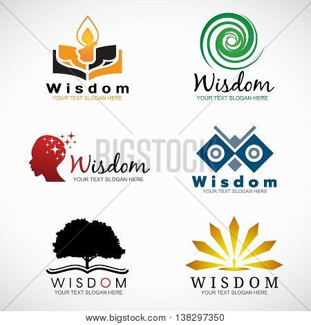 Wisdom and knowledge logo vector set design