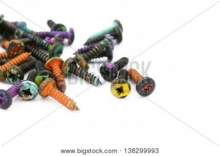 Crosshead Screws, Covered In Colorful Paint