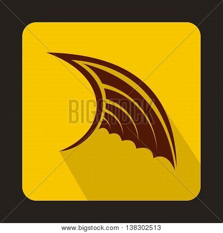 Brown wing icon in flat style on a yellow background
