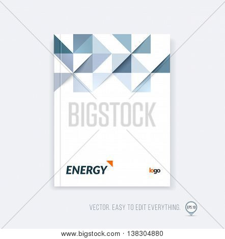 Brochure template layout, cover design annual report, magazine, flyer, leaflet in A4 with grey triangles for business, technology and science in style of material design. Vector.
