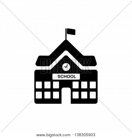 School building icon. Silhouette flat design vector illustration