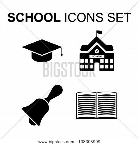 School icons set. Silhouette flat design vector illustration