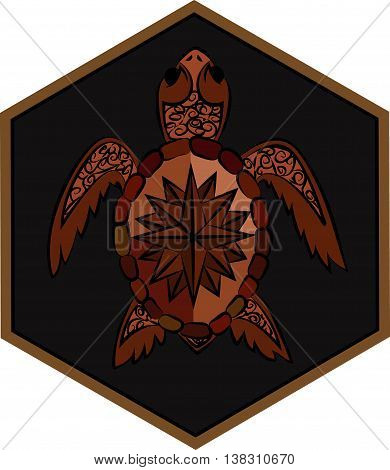 sea turtle with a pattern on the shell