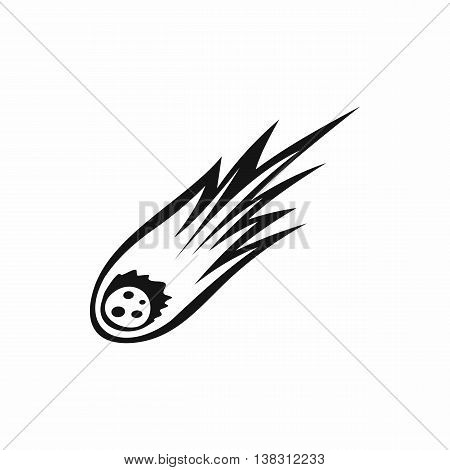 Falling meteor with long tail icon in simple style isolated vector illustration
