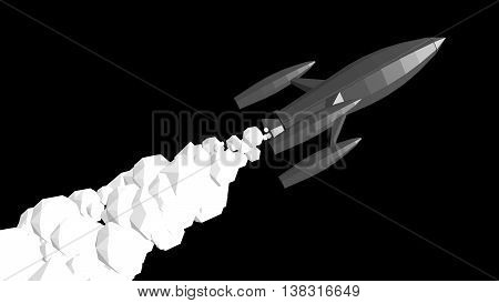 CGI low poly sky rocket in flight