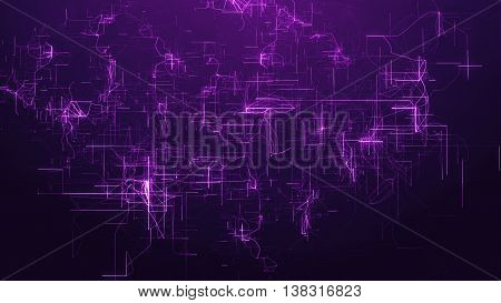 3d rendering abstract background with Techlines with glowing dots.