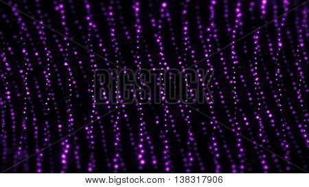 3d render abstract digital particles on black background with blue dots. Background for text.