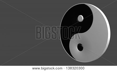 CGI yin yang symbol on grey background