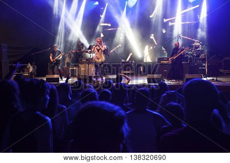 Rimetea (Torocko), Romania - July 1, 2016:Audience in front of the Main Stage at the Doublerise festival, the first multi art festival from Transylvania on July 1, 2016