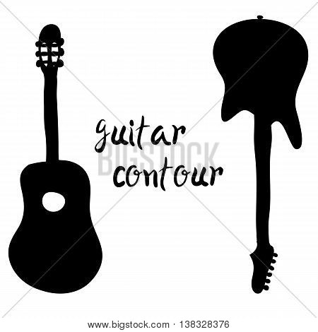 A vector silhouette of an electric and acoustic guitar