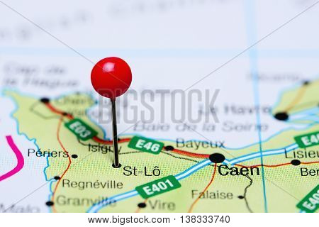St-Lo pinned on a map of France