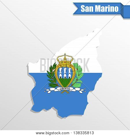 San Marino map with flag inside and ribbon